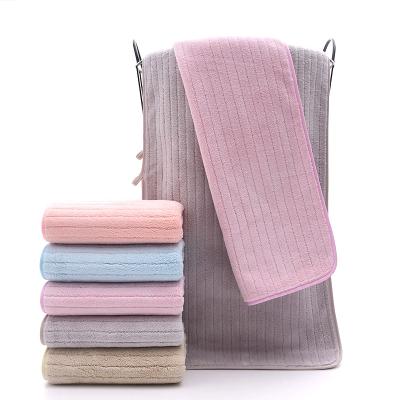 China Viable Wholesale Coral Velvet Woven Coral Bath Towel Microfiber Towel Velvet Towel Barber Shop Tape for sale