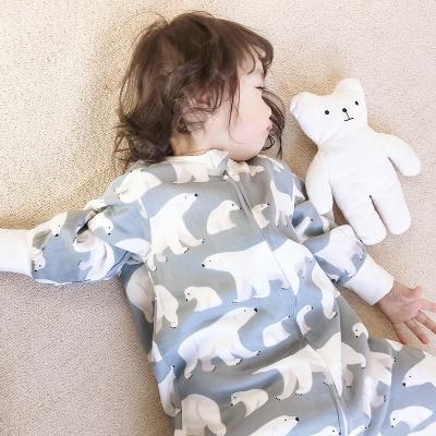 China Breathable Bamboo Pajamas Luna Bears Zipper Jumpsuits 4 Layers Cotton Baby Sleepwear Loose Sleepsuits for sale