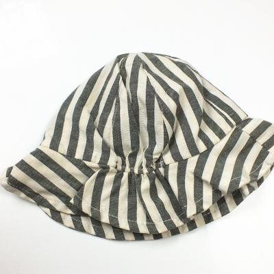 China Cotton Striped Canvas Toddler Summer Fishing Hats Floopy Sun Infant Beach Bucket Hats for sale