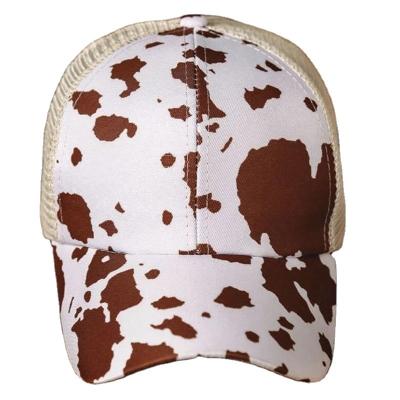 China Women Monogrammed JOINT Mesh Brown Cowhide Baseball Ponytail Sports Adults Trucker Hats Caps Hats for sale