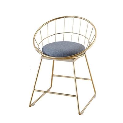 China Modern European Barstool Mordern Gold Metal Frame Barstool with Backrest Stool, Cushion Bar Canvas Chair with Built-in Sponge for sale