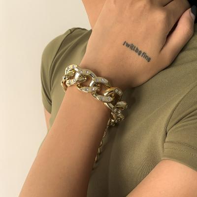 China Ding YI Hip Hop CCB Metal Geometry Cavity Jewelry Punk Punk Exaggerated Chunky Chain Diamond Bracelet for sale