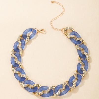 China TERNDY Jingle Commuter Temperament Acrylic Blue Diamond New YI Jewelry Wide Chain Braided Bracelet 2021 for sale