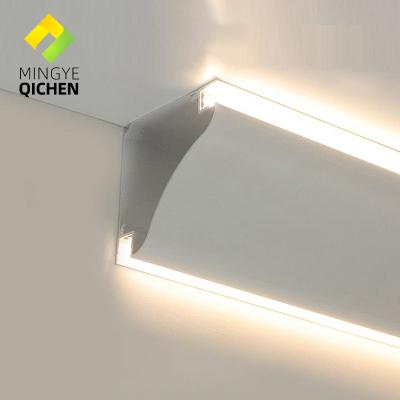 China Bedroom Home Wall Apex Angle Install Aluminum Diffuser Extruded Channel Profile Without Ceiling LED Linear Aluminum Profiles Light Wash Strip for sale