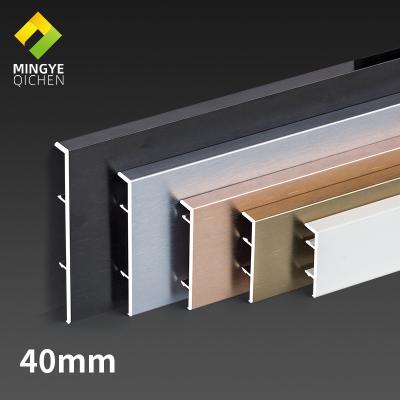 China Hotel Modern Project Villa Height 4cm Aluminum Waterproof Skirt Line F Shaped Narrow Curb Type Aluminum Lines Separator Baseboard for sale