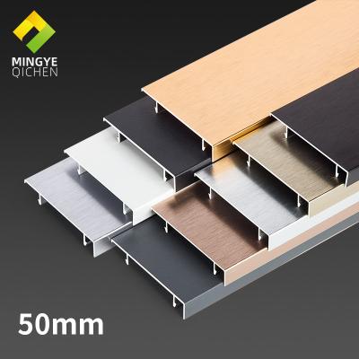 China Modern Waterproof Kitchen Size 5cm 50mm Height Edging Panel Aluminum Alloy Profile Metal F-shaped Floor Edging Line for sale