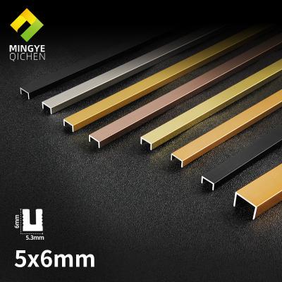 China Modern Aluminum Trim Edge Pad TV Background Wall U Shape Ceramic Tile U Shape Edge Junction Panel Metal Tile Aluminum Line for sale