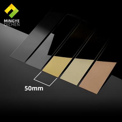 China 50mm Width Corner Tile Modern Decorative Mirror 8K Craft Flat Ceramic Tile Trim Stainless Steel SS Ceramic Tile Trim for sale