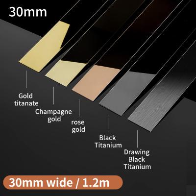 China Foshan 30MM Width 8K Modern Mirror Craft Polishing 304 Stainless Steel Trim Wal Band Decorative Flat Trim Sharpening for sale