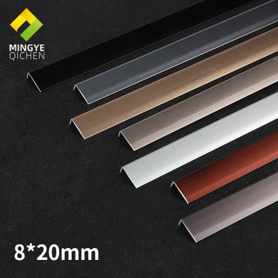 China Modern L Shaped Flooring Aluminum Edge Strip Metal Profile Corner Trim 8*20mm L Shape Aluminum Flooring Junction Panel for sale