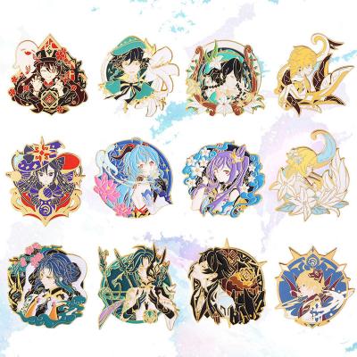 China Bag LowAnime Genshin Impact Zhongli Xiao Venti Accessories Metal Brooch for sale