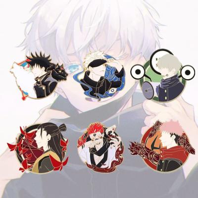 China Bag Cosplay Fushiguro Megumi Gojo Satoru Charms Anime Jujutsu Kaisen Metal Enamel Brooch For Gift for sale