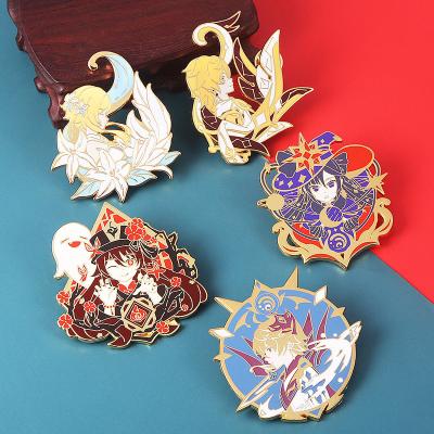 China Bag Genshin Impact Accessories Tartaglia Traveler Figure Enamel Anime Brooch for sale