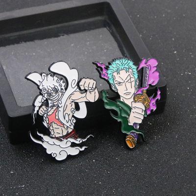 China Bag Japanese Hot Sale Cartoon Pin Character One Piece Luffy Zoro Anime Brooch For Gift for sale