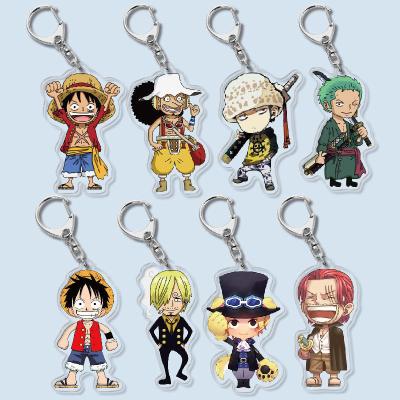 China Transparent Holographic Japanese Anime One Piece Luffy Sauron One Piece Acrylic Keychain for sale