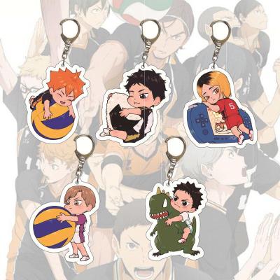 China Transparent Holographic Anime TranAnime Figure Key Chain Haikyuu Charm Acrylic Anime Key Chain for sale