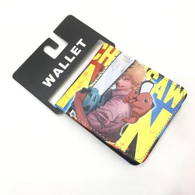 China Japan Cartoon Color Print Bifold Short Purse Denji Pochita Anime Chainsaw Man Leather Wallet for sale