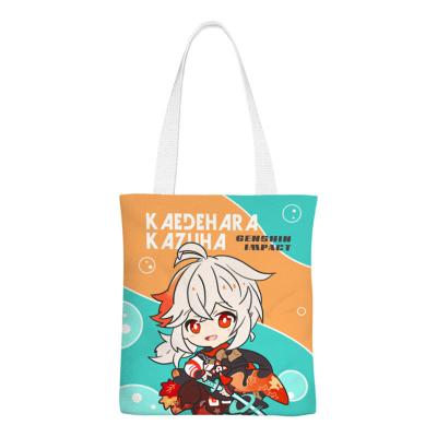 China Japan Cartoon Cute Q Version Character Student Zipper With Inner Bag Shopping Bag Game Genshin Impact Canvas Bag for sale