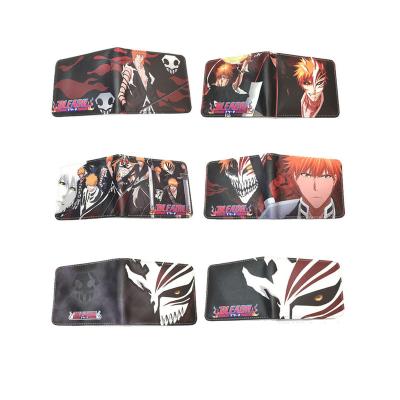 China Japan Fashion Man Short Wallet Ichigo Kurosaki Pu Coin Purse Anime Bleach Wallet For Gift for sale