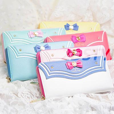 China Japan Kawaii Cute Cartoon Bag Anime Purse Long Zip Coin Pocket Card Captor Sakura Sailor Moon Wallets For Women for sale