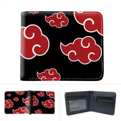 China Japan Anime New Red Cloud Uchiha Coin Purse Sasuke Haruno Hatake Hokage Kakashi Sublimation Wallet Anime Leather Wallet for sale