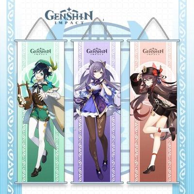 China CREATIVE 70*25cm Game Genshin Impact Decorate All Character Printing Anime Wall Scroll Poster for sale