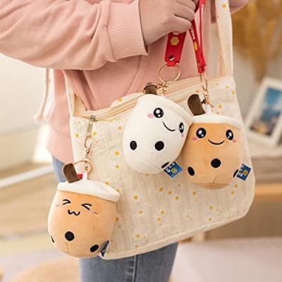 China Toy HUAYI kawaii Stuffed Soft Bubble plush Keychain Emotion Milk Tea Cup Boba Plush toys for sale