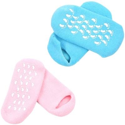 China 1Pair Foot Moisturize To Soften Cracked Repair Skin Silicon Gel Sock Foot Massage Care Tool Treatment Spa Sock With Pink Color for sale