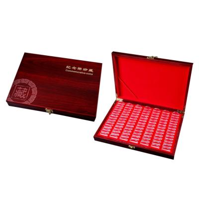 China Handmade High Quality High End Adjustable Commemorative Display Storage Box 100 Coin Wooden Box 32*23.5*5.8mm for sale