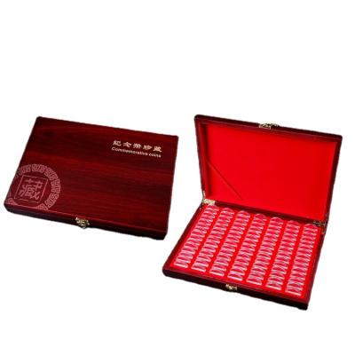 China Handmade Top Quality Hot Sale 32*23.5*5.8mm Wooden Adjustable Coins 100 Presentation Box Case for sale