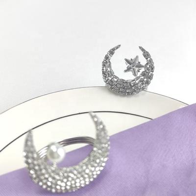 China 2022 Viable Star Crescent Moon Islamic Muslim Eid Mubarak Ramadan Crystal Napkin Ring For Party Props Table Decorations for sale