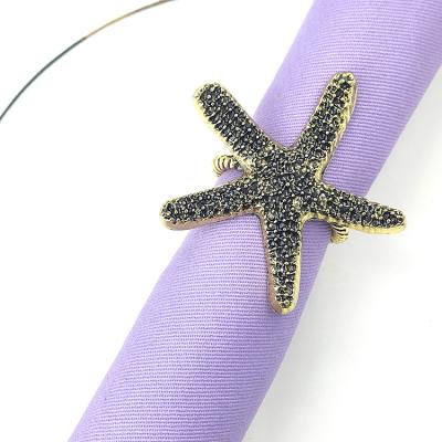 China Retro Viable Color Metal Starfish Napkin Rings Gold Starfish Napkin Rings for sale