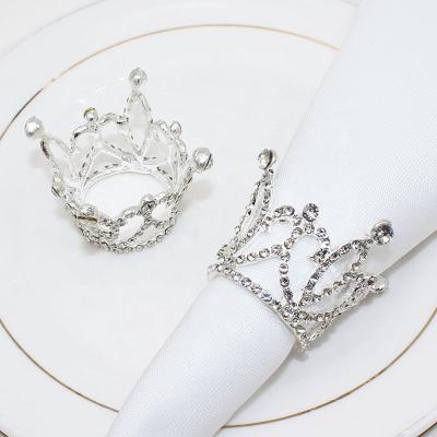 China 2022 New Design Gold Silver Rhinestone Luxury Crystal Ring Napkin Crown Viable Bridal Napkin Rings For Table Wedding Accessories for sale