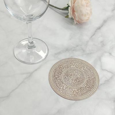 China Sustainable Bulk Gold Round PVC Cup Coasters For Drinks for sale