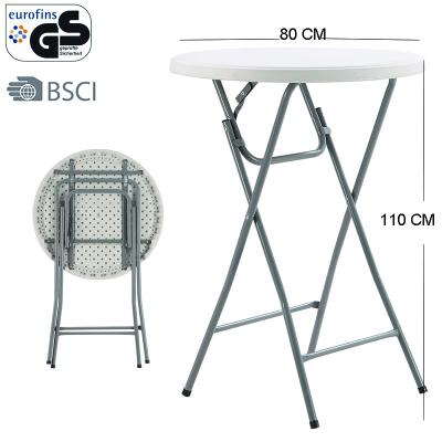 China 2018 garden chair hotsale 80cm high bar table portable plastic folding event table party cocktail table for sale