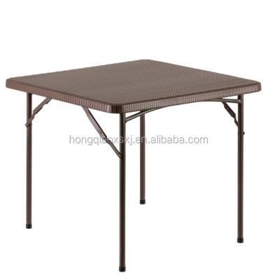 China 87cm Rattan Design Rattan Modern Square Blow Table Plastic Table Foldable Outdoor Table for sale