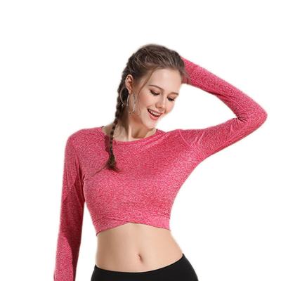 China Unemployment Benefits Breathable Custom Four Way Stretch Breathable Workout Full Body Fitness Sportswear Women Yoga Shirts Running Training Long Sleeve for sale