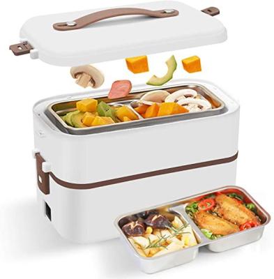 China Bento Box Food Warmer Heat Multi-Function Household Storage Double Layers Portable Electric Rice Cooker Food Container for sale