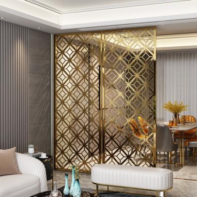 China Decorative Europe Restaurant Partition Screen Laser Cut Metal Screen Stainless Steel Hanging Room Divider for sale