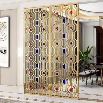 China Europe Metal Partition Wall Luxury Brass Sliding Doors Sliding Wall Panel Screen for sale