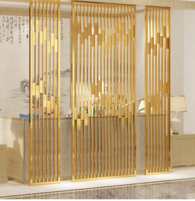 China Europe Customized Hotel Lobby Decorative Metal Partition Gold Stainless Steel Screen for sale