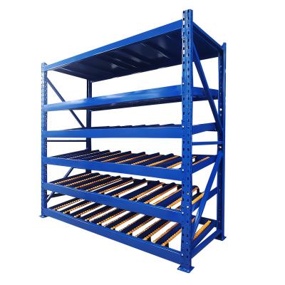 China Storage Shelf Warehouse Workshop Dedicated Pulley Type Smooth Shelf Rack E-commerce First-In, First-Out System Logistic First-Matching Rack for sale