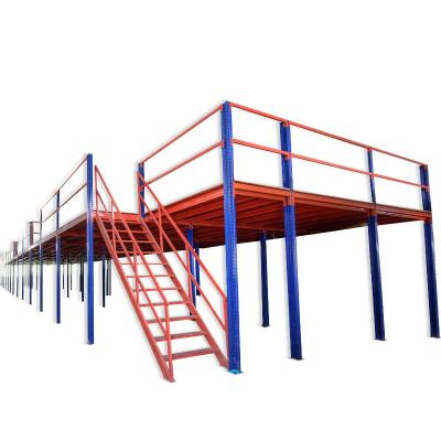 China Steel Beam Cargo Stairs Floor Adjustable Lifts And Straight Easy Connection Set Galvanized Steel Flooring Mezzanine for sale