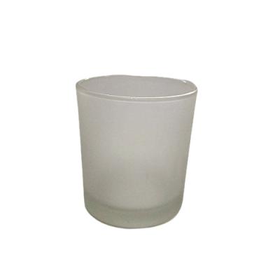 China Wholesale Home Decoration Round Empty Frosted Glass Candle Jar For Candle for sale