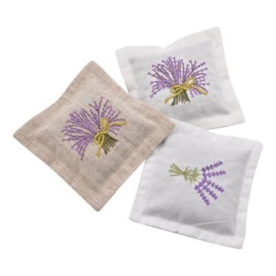 China High Quality Car Logo Lavender Cotton Embroidery Dry Bag Flower Dry Bag Customized Viable Customized Scented Sachet for sale