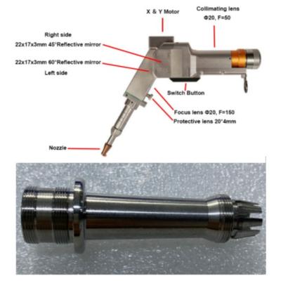 China Handheld dubbelmotorlaserlaserweldkop met multi-geometrische balkvormen Te koop