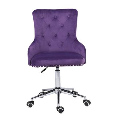 China Adjustable (Size)Wholesale Customized Velvet Fabric Upholstered Modern Swivel Leisure Home Office Chair for sale