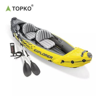 China Explore cheap inflatable rowing boats travel kayak 2 person drop point sea fishing TOPKO water pedal kayaking accessories for sale for sale