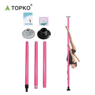 China TOPKO Portable Adjustable Height Home Exercise Club Gym Fitness Bar Stripper Removable Home Rotation Dance Stripping Pole for sale