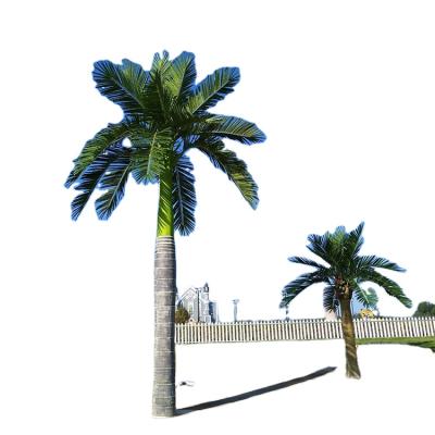 China Eco-Friendly Large Artificial Fiberglass Bend Coconut Tree Plant Topiary Decoration for sale